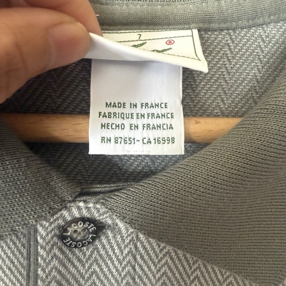 Lacoste Polo Shirt Mens 7 Sz XXL Gray Contrast Collar Big Crocodile Preppy - Picture 8 of 13